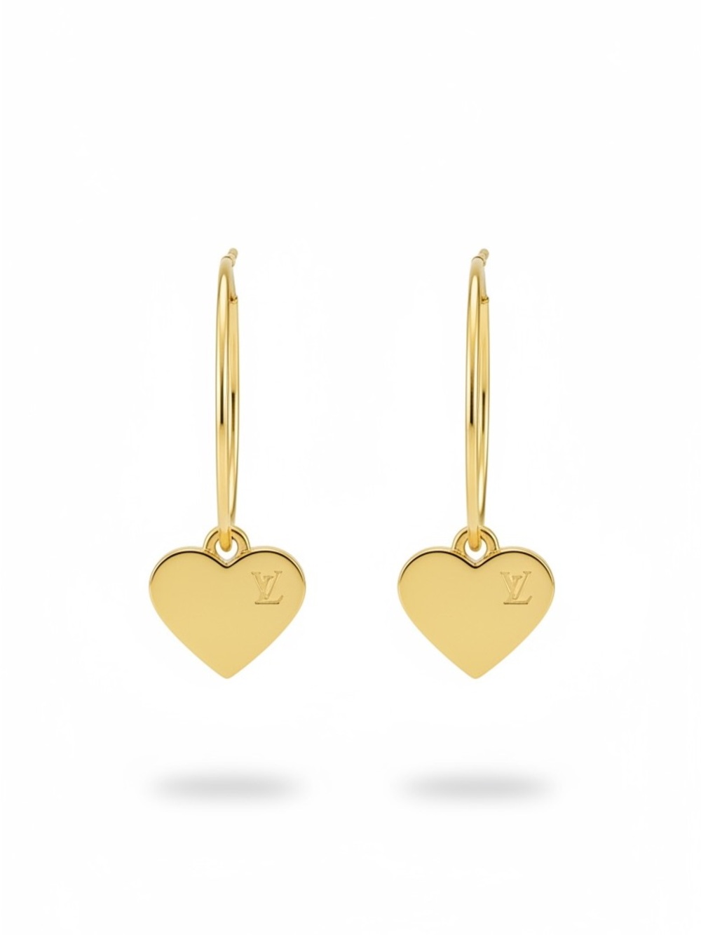 Upcycled Gold LV Louis Vuitton Stamped Charm Hoop Earrings